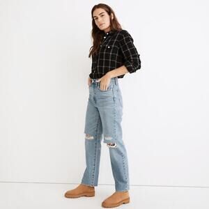 MADEWELL The Perfect Vintage Straight Jean Berrimore Wash Ripped Edition